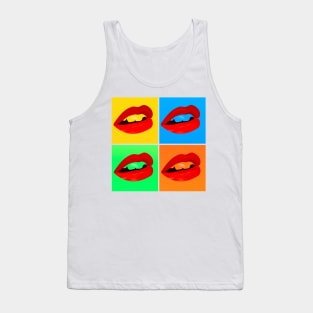 Pop lips. Pop art style mouths. Andy Warhol. Grid of four mouths pop art style. Tank Top